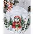 thumbnail image 1 of 13 Inch Round Placemats Set of 6, Christmas Snowman Non Slip Heat Insulation PP Table Mats, Xmas Tree Snowflake Blue Wooden Winter Washable Place Mats for Kitchen Dining Party Table Decor, 1 of 7
