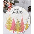 thumbnail image 1 of 13 Inch Round Placemats Set of 6, Christmas Tree Non Slip Heat Insulation PP Table Mats, Winter Snowflake Xmas Pink Pine Tree Washable Place Mats for Kitchen Dining Party Table Decor, 1 of 7
