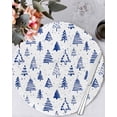 thumbnail image 1 of 13 Inch Round Placemats Set of 6, Christmas Tree Non Slip Heat Insulation PP Table Mats, Xmas Blue Cartoon Tree Snowflakes Rustic Washable Place Mats for Kitchen Dining Party Table Decor, 1 of 7