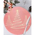 thumbnail image 1 of 13 Inch Round Placemats Set of 6, Chritsmas Tree Lights Non Slip Heat Insulation PP Table Mats, Pink Xmas New Year Holiday Washable Place Mats for Kitchen Dining Party Table Decor, 1 of 7