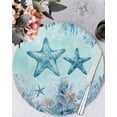 thumbnail image 1 of 13 Inch Round Placemats Set of 6, Coastal Starfish Blue Non Slip Heat Insulation PP Table Mats, Summer Beach Nautical Coral Washable Place Mats for Kitchen Dining Party Table Decor, 1 of 7