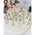 thumbnail image 1 of 13 Inch Round Placemats Set of 6, Colorful Flowers Non Slip Heat Insulation PP Table Mats, Spring Floral Leaves Botanical Country Beige Washable Place Mats for Kitchen Dining Party Table Decor, 1 of 7