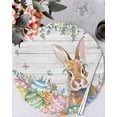 thumbnail image 1 of 13 Inch Round Placemats Set of 6, Easter Bunny Non Slip Heat Insulation PP Table Mats, Colorful Easter Eggs Eucalyptus Grey Wooden Washable Place Mats for Kitchen Dining Party Table Decor, 1 of 7