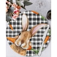 thumbnail image 1 of 13 Inch Round Placemats Set of 6, Easter Bunny Non Slip Heat Insulation PP Table Mats, Spring Rabbits Carrots Black Buffalo Plaid Washable Place Mats for Kitchen Dining Party Table Decor, 1 of 7