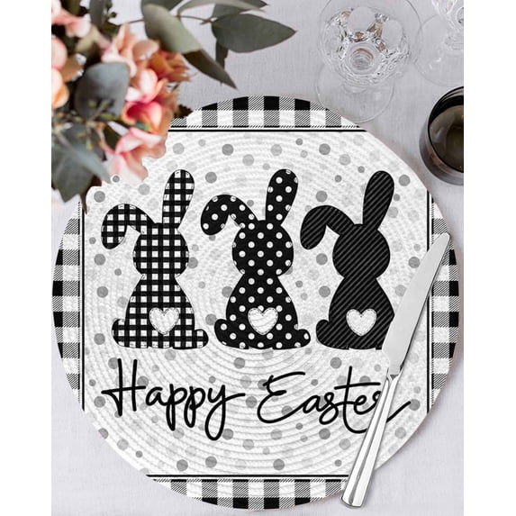 13 Inch Round Placemats Set of 6, Easter Non Slip Heat Insulation PP ...