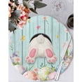 thumbnail image 1 of 13 Inch Round Placemats Set of 6, Easter Non Slip Heat Insulation PP Table Mats, Spring Rabbit Feet Eggs Flower Green Wooden Grain Washable Place Mats for Kitchen Dining Party Table Decor, 1 of 7
