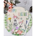 thumbnail image 1 of 13 Inch Round Placemats Set of 6, Easter Non Slip Heat Insulation PP Table Mats, Spring Rustic Rabbit Botanical Flowers Eggs Plaid Washable Place Mats for Kitchen Dining Party Table Decor, 1 of 7