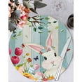 thumbnail image 1 of 13 Inch Round Placemats Set of 6, Easter Non Slip Heat Insulation PP Table Mats, Spring Watercolor Bunny Eggs Tulip Wooden Grain Washable Place Mats for Kitchen Dining Party Table Decor, 1 of 7