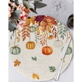 thumbnail image 1 of 13 Inch Round Placemats Set of 6, Fall Orange Green Pumpkins Non Slip Heat Insulation PP Table Mats, Thanksgiving Maple Leaf Rustic Washable Place Mats for Kitchen Dining Party Table Decor, 1 of 7