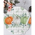 thumbnail image 1 of 13 Inch Round Placemats Set of 6, Fall Pumpkin Non Slip Heat Insulation PP Table Mats, Orange Green White Thanksgiving Leaf Plaid Washable Place Mats for Kitchen Dining Party Table Decor, 1 of 7