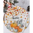 thumbnail image 1 of 13 Inch Round Placemats Set of 6, Fall Pumpkin Non Slip Heat Insulation PP Table Mats, Orange White Thanksgiving Maple Leaf Washable Place Mats for Kitchen Dining Party Table Decor, 1 of 7