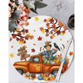 thumbnail image 1 of 13 Inch Round Placemats Set of 6, Fall Scarecrows Non Slip Heat Insulation PP Table Mats, Thanksgiving Truck Pumpkin Maple Leaf Washable Place Mats for Kitchen Dining Party Table Decor, 1 of 7