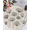 thumbnail image 1 of 13 Inch Round Placemats Set of 6, Farmhouse Dandelion Non Slip Heat Insulation PP Table Mats, Spring Modern Country Flower Black Beige Washable Place Mats for Kitchen Dining Party Table Decor, 1 of 7