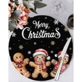 thumbnail image 1 of 13 Inch Round Placemats Set of 6, Gingerbread Black Non Slip Heat Insulation PP Table Mats, Christmas Winter Snowflake Washable Place Mats for Kitchen Dining Party Table Decor, 1 of 7