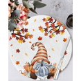 thumbnail image 1 of 13 Inch Round Placemats Set of 6, Gnomes Pumpkin Fall Non Slip Heat Insulation PP Table Mats, Thanksgiving Branches Maple Leaf Washable Place Mats for Kitchen Dining Party Table Decor, 1 of 7