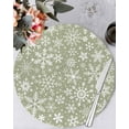 thumbnail image 1 of 13 Inch Round Placemats Set of 6, Green Christmas Non Slip Heat Insulation PP Table Mats, Snowflakes Xmas Winter New Year Washable Place Mats for Kitchen Dining Party Table Decor, 1 of 7