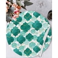 thumbnail image 1 of 13 Inch Round Placemats Set of 6, Green Geometric Moroccan Non Slip Heat Insulation PP Table Mats, Abstract Art Teal Ombre Modern Washable Place Mats for Kitchen Dining Party Table Decor, 1 of 7