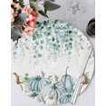 thumbnail image 1 of 13 Inch Round Placemats Set of 6, Green Grey Pumpkins Fall Non Slip Heat Insulation PP Table Mats, Thanksgiving Eucalyptus Leaves Washable Place Mats for Kitchen Dining Party Table Decor, 1 of 7