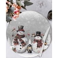 thumbnail image 1 of 13 Inch Round Placemats Set of 6, Grey Christmas Non Slip Heat Insulation PP Table Mats, Snowman Snowflake Winter Birds Washable Place Mats for Kitchen Dining Party Table Decor, 1 of 7