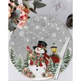 thumbnail image 1 of 13 Inch Round Placemats Set of 6, Grey Christmas Non Slip Heat Insulation PP Table Mats, Snowman Xmas Snowflake Botanical Tree Washable Place Mats for Kitchen Dining Party Table Decor, 1 of 7