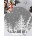 thumbnail image 1 of 13 Inch Round Placemats Set of 6, Grey Christmas Non Slip Heat Insulation PP Table Mats, Xmas Tree Snowflake Elk Washable Place Mats for Kitchen Dining Party Table Decor, 1 of 7