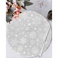 thumbnail image 1 of 13 Inch Round Placemats Set of 6, Grey Christmas Snowflakes Non Slip Heat Insulation PP Table Mats, Xmas Winter Modern Washable Place Mats for Kitchen Dining Party Table Decor, 1 of 7