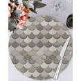 thumbnail image 1 of 13 Inch Round Placemats Set of 6, Grey Fish Scale Non Slip Heat Insulation PP Table Mats, Modern Geometric Gold Abstract Moroccan Washable Place Mats for Kitchen Dining Party Table Decor, 1 of 7