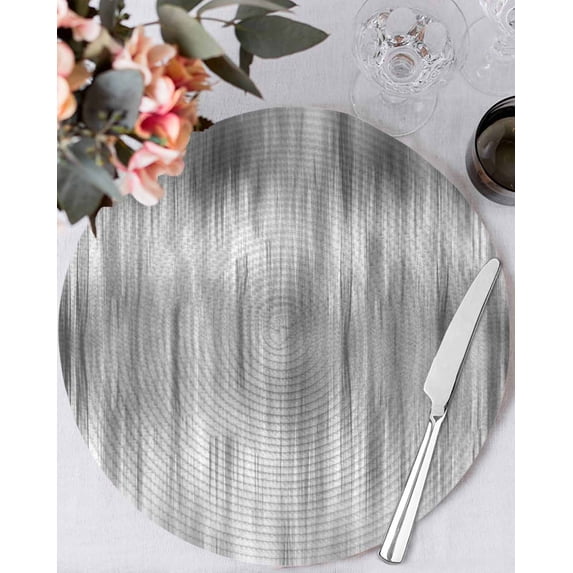 13 Inch Round Placemats Set of 6, Grey Non Slip Heat Insulation PP Table Mats, Modern Abstract Art Ombre Striped Washable Place Mats for Kitchen Dining Party Table Decor