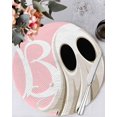 thumbnail image 1 of 13 Inch Round Placemats Set of 6, Halloween Non Slip Heat Insulation PP Table Mats, Cartoon Funny Error Ghost Pink Washable Place Mats for Kitchen Dining Party Table Decor, 1 of 7