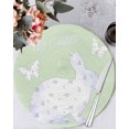 thumbnail image 1 of 13 Inch Round Placemats Set of 6, Happy Easter Bunny Non Slip Heat Insulation PP Table Mats, Rabbit Butterfly Spring Flowers Green Washable Place Mats for Kitchen Dining Party Table Decor, 1 of 7