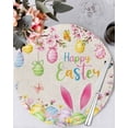 thumbnail image 1 of 13 Inch Round Placemats Set of 6, Happy Easter Non Slip Heat Insulation PP Table Mats, Spring Farmhouse Bunny Eggs Flower Beige Washable Place Mats for Kitchen Dining Party Table Decor, 1 of 7