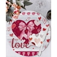thumbnail image 1 of 13 Inch Round Placemats Set of 6, Happy Valentine's Day Non Slip Heat Insulation PP Table Mats, Love Hearts Romantic Gray Wooden Washable Place Mats for Kitchen Dining Party Table Decor, 1 of 7