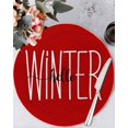 thumbnail image 1 of 13 Inch Round Placemats Set of 6, Hello Winter Non Slip Heat Insulation PP Table Mats, Red Merry Christmas New Year Washable Place Mats for Kitchen Dining Party Table Decor, 1 of 7