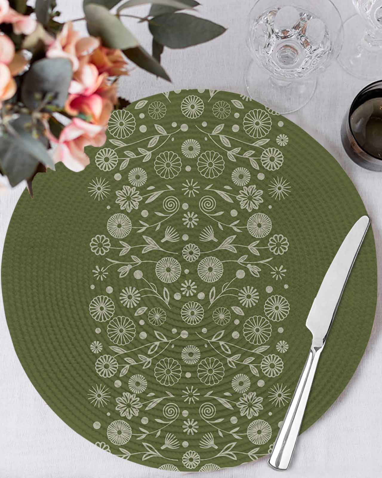13 Inch Round Placemats Set of 6, Japanese Non Slip Heat Insulation PP ...