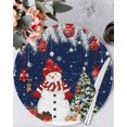 thumbnail image 1 of 13 Inch Round Placemats Set of 6, Navy Blue Christmas Non Slip Heat Insulation PP Table Mats, Snowman Xmas Balls Pine Needle Tree Washable Place Mats for Kitchen Dining Party Table Decor, 1 of 7