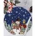 thumbnail image 1 of 13 Inch Round Placemats Set of 6, Navy Blue Christmas Non Slip Heat Insulation PP Table Mats, Snowman Xmas Snowflake Botanical Tree Washable Place Mats for Kitchen Dining Party Table Decor, 1 of 7