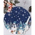 thumbnail image 1 of 13 Inch Round Placemats Set of 6, Navy Blue Christmas Non Slip Heat Insulation PP Table Mats, Snowman Xmas Tree Snowflake Winter Washable Place Mats for Kitchen Dining Party Table Decor, 1 of 7