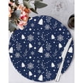 thumbnail image 1 of 13 Inch Round Placemats Set of 6, Navy Blue Christmas Non Slip Heat Insulation PP Table Mats, Xmas Trees Snowflake Winter Botanical Washable Place Mats for Kitchen Dining Party Table Decor, 1 of 7