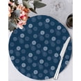 thumbnail image 1 of 13 Inch Round Placemats Set of 6, Navy Blue Daisy Non Slip Heat Insulation PP Table Mats, Modern Farmhouse Chrysanthemum Floral Washable Place Mats for Kitchen Dining Party Table Decor, 1 of 7