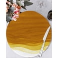 thumbnail image 1 of 13 Inch Round Placemats Set of 6, Ombre Orange Waves Non Slip Heat Insulation PP Table Mats, Abstract Art Gradient Modern Washable Place Mats for Kitchen Dining Party Table Decor, 1 of 7