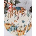thumbnail image 1 of 13 Inch Round Placemats Set of 6, Orange Blue Fall Non Slip Heat Insulation PP Table Mats, Thanksgiving Pumpkins Harvest Botanical Rustic Washable Place Mats for Kitchen Dining Party Table Decor, 1 of 7