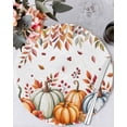 thumbnail image 1 of 13 Inch Round Placemats Set of 6, Orange Blue Fall Non Slip Heat Insulation PP Table Mats, Thanksgiving Pumpkins Maple Leaf Washable Place Mats for Kitchen Dining Party Table Decor, 1 of 7