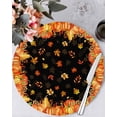 thumbnail image 1 of 13 Inch Round Placemats Set of 6, Orange Fall Non Slip Heat Insulation PP Table Mats, Black Maple Leaf Pumpkins Thanksgiving Washable Place Mats for Kitchen Dining Party Table Decor, 1 of 7