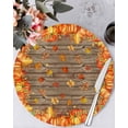 thumbnail image 1 of 13 Inch Round Placemats Set of 6, Orange Fall Non Slip Heat Insulation PP Table Mats, Retro Maple Leaf Pumpkins Thanksgiving Washable Place Mats for Kitchen Dining Party Table Decor, 1 of 7