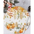thumbnail image 1 of 13 Inch Round Placemats Set of 6, Orange Fall Non Slip Heat Insulation PP Table Mats, Thanksgiving Weeping Maple Leaf Pumpkins Washable Place Mats for Kitchen Dining Party Table Decor, 1 of 7