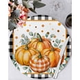 thumbnail image 1 of 13 Inch Round Placemats Set of 6, Orange Pumpkins Fall Non Slip Heat Insulation PP Table Mats, Black Plaid Polka Dot Botanical Washable Place Mats for Kitchen Dining Party Table Decor, 1 of 7