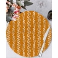 thumbnail image 1 of 13 Inch Round Placemats Set of 6, Orange Spring Leaves Non Slip Heat Insulation PP Table Mats, Pastoral Botanical Striped Flowers Washable Place Mats for Kitchen Dining Party Table Decor, 1 of 7