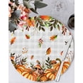 thumbnail image 1 of 13 Inch Round Placemats Set of 6, Orange Yellow Pumpkin Fall Non Slip Heat Insulation PP Table Mats, Thanksgiving Leaves Grey Plaid Washable Place Mats for Kitchen Dining Party Table Decor, 1 of 7