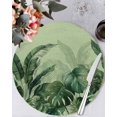 thumbnail image 1 of 13 Inch Round Placemats Set of 6, Palm Leaves Tropical Non Slip Heat Insulation PP Table Mats, Green Botanical Summer Green Ombre Washable Place Mats for Kitchen Dining Party Table Decor, 1 of 7