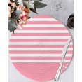 thumbnail image 1 of 13 Inch Round Placemats Set of 6, Pink Anchor Non Slip Heat Insulation PP Table Mats, Modern Nautical White Geometric Stripes Washable Place Mats for Kitchen Dining Party Table Decor, 1 of 7